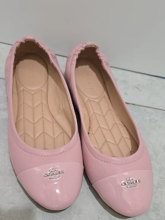 Coach Pink Cap-Toe Ballet Flats with Logo - Picture 1 of 3